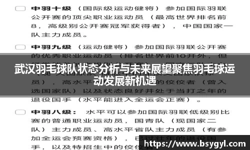武汉羽毛球队状态分析与未来展望聚焦羽毛球运动发展新机遇